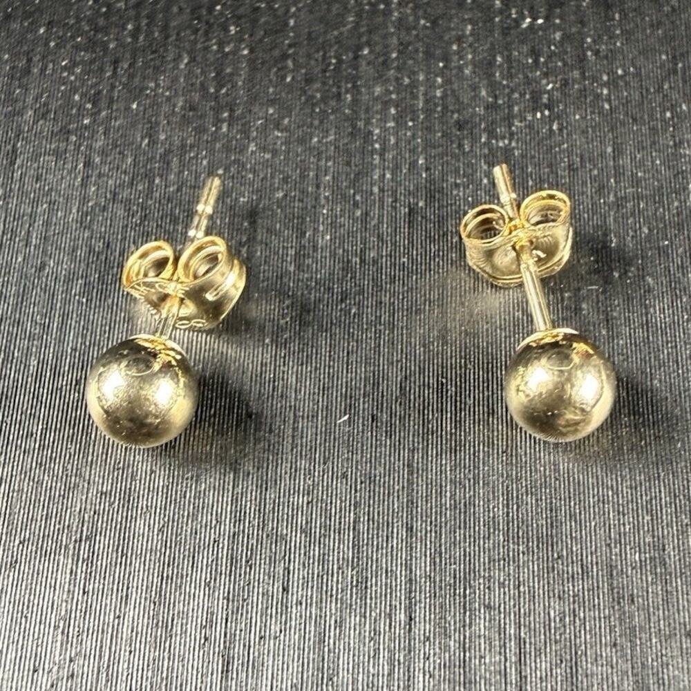 Jewelry Solid 4mm 14k Yellow Italian Gold Push Back Ball Studs Made In Italy